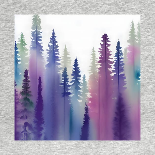 Pine Tree watercolor landscape 5 by redwitchart